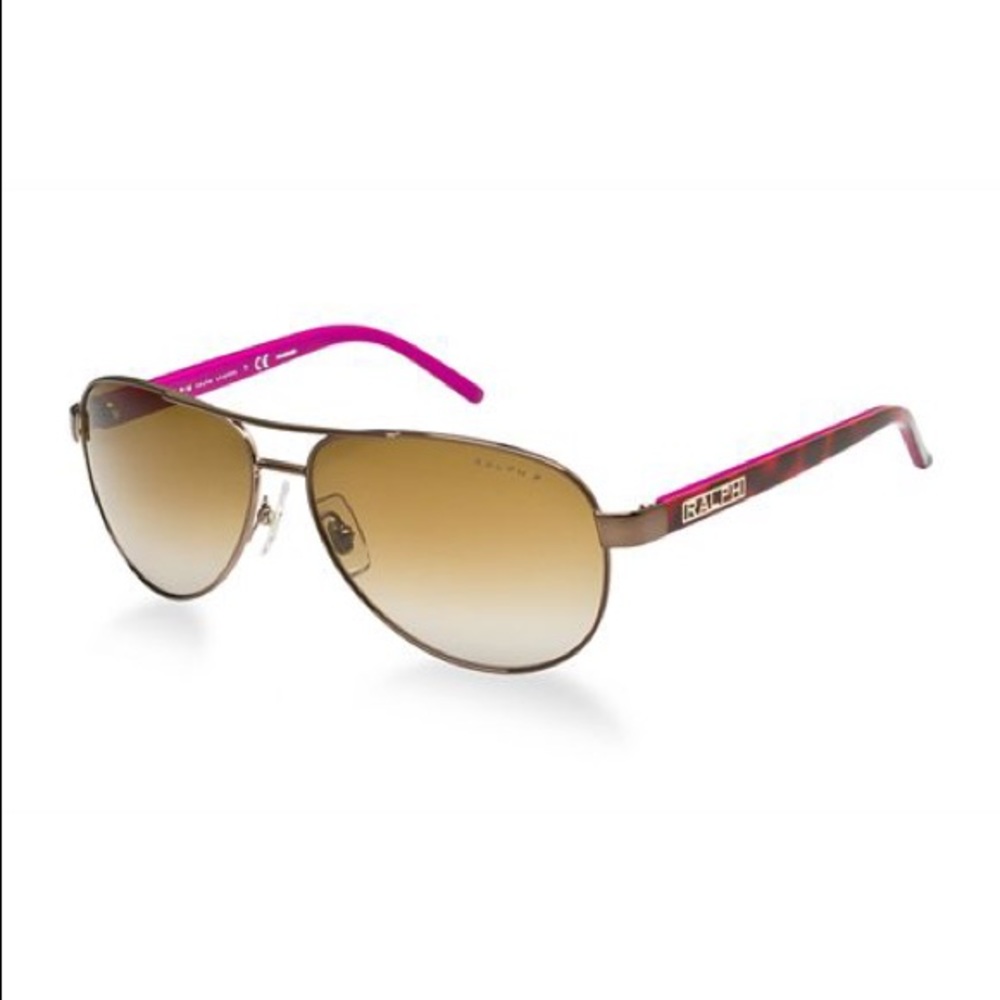Ralph Lauren Pink/Brown Leopard Aviator Sunglasses